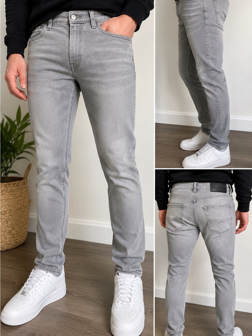 Signature by Levi Strauss Men's Slim Straight Light Grey Jeans
